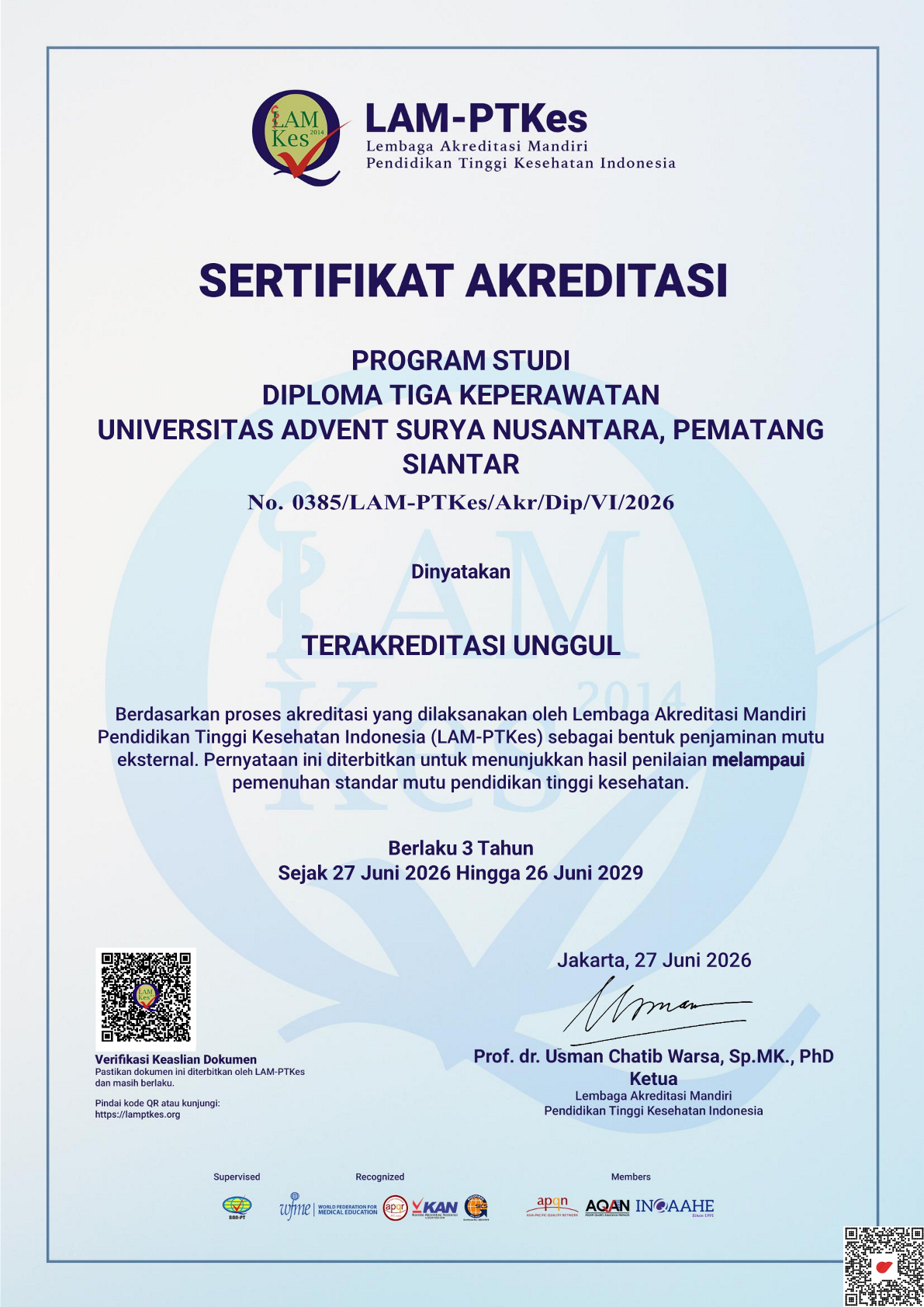 Sertifikat Akreditasi SERTIFIKAT AKREDITASI KEPERAWATAN